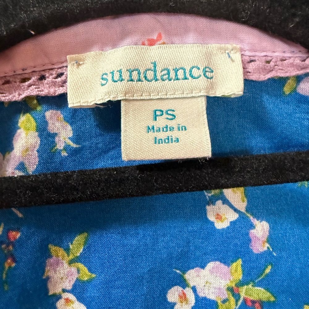 Sundance Cottagecore Lightweight Blue Floral Print Button Down Shirt Size SP - Picture 2 of 9